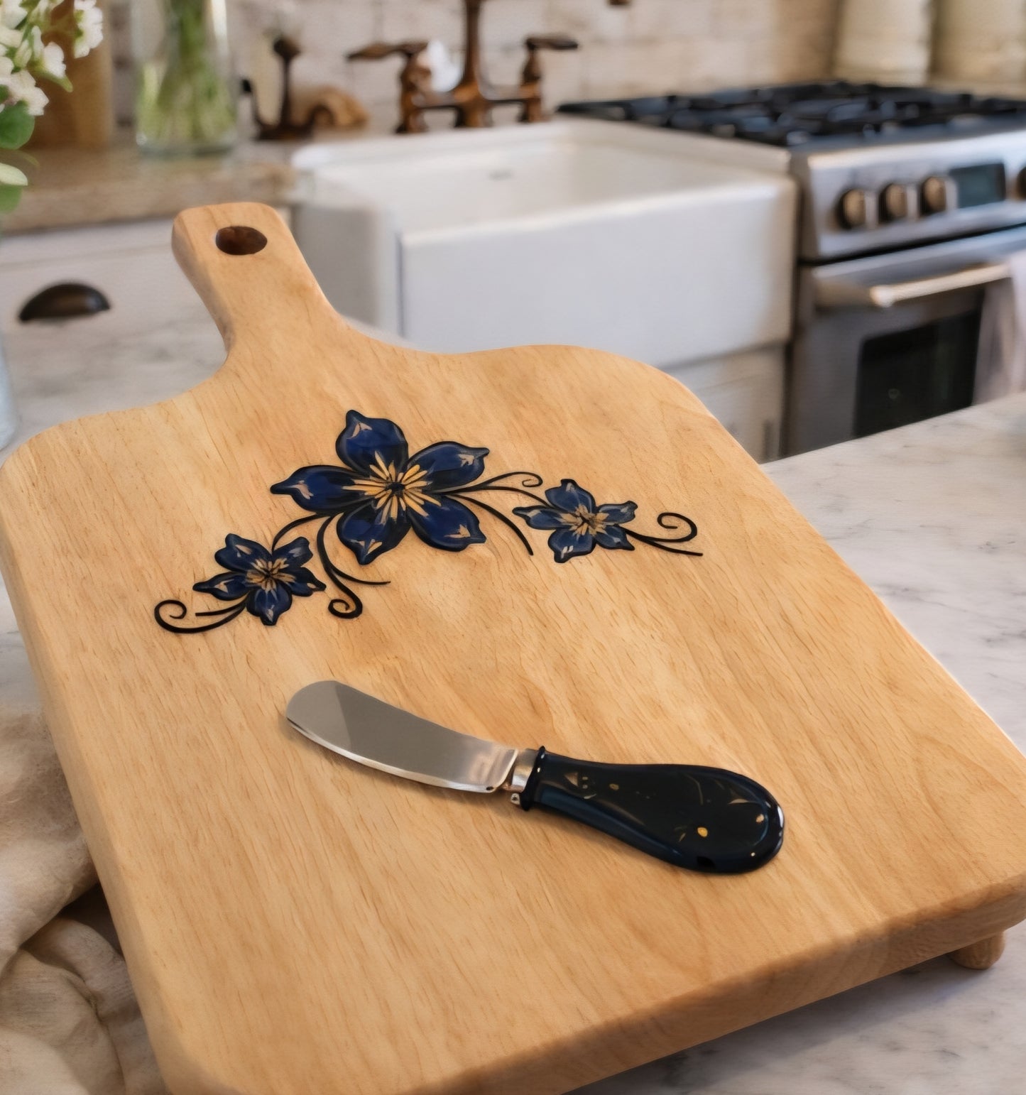 Blue Floral Charcuterie Board