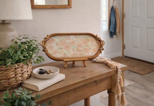 Vintage Gold Floral Trinket Tray