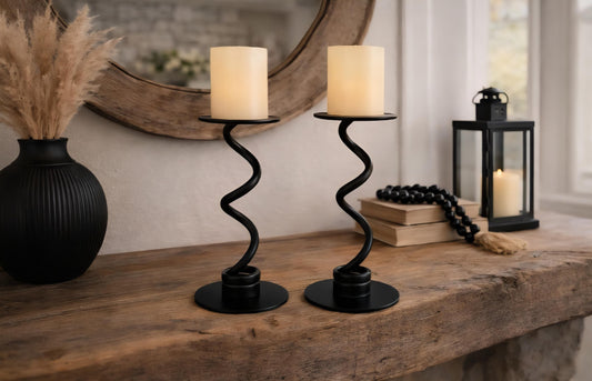 Hand Forged Steel Wavy Candle Holders