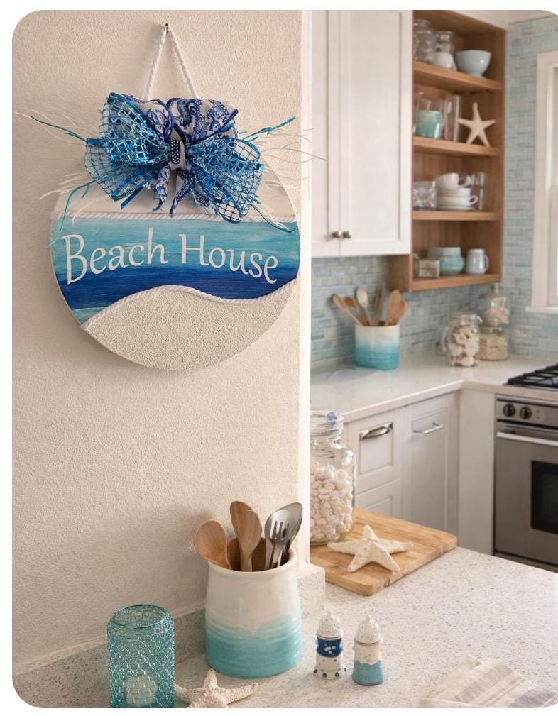 Handcrafted Beach House Sign: Coastal Nautical Decor