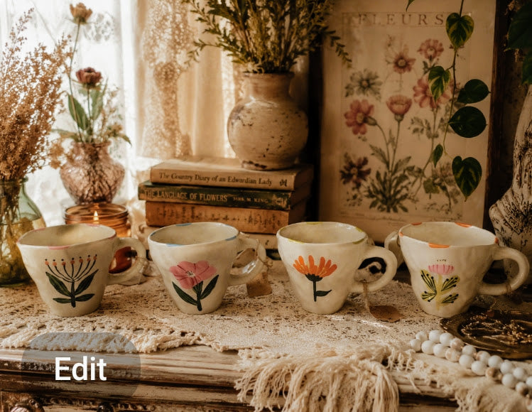 Vintage Wildflower Coffee Mugs