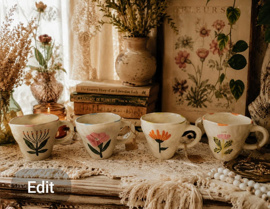 Vintage Wildflower Coffee Mugs