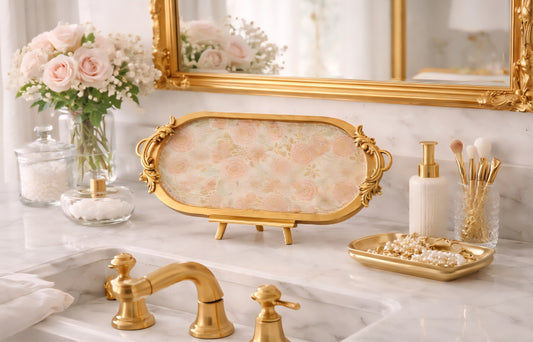 Vintage Gold Floral Trinket Tray