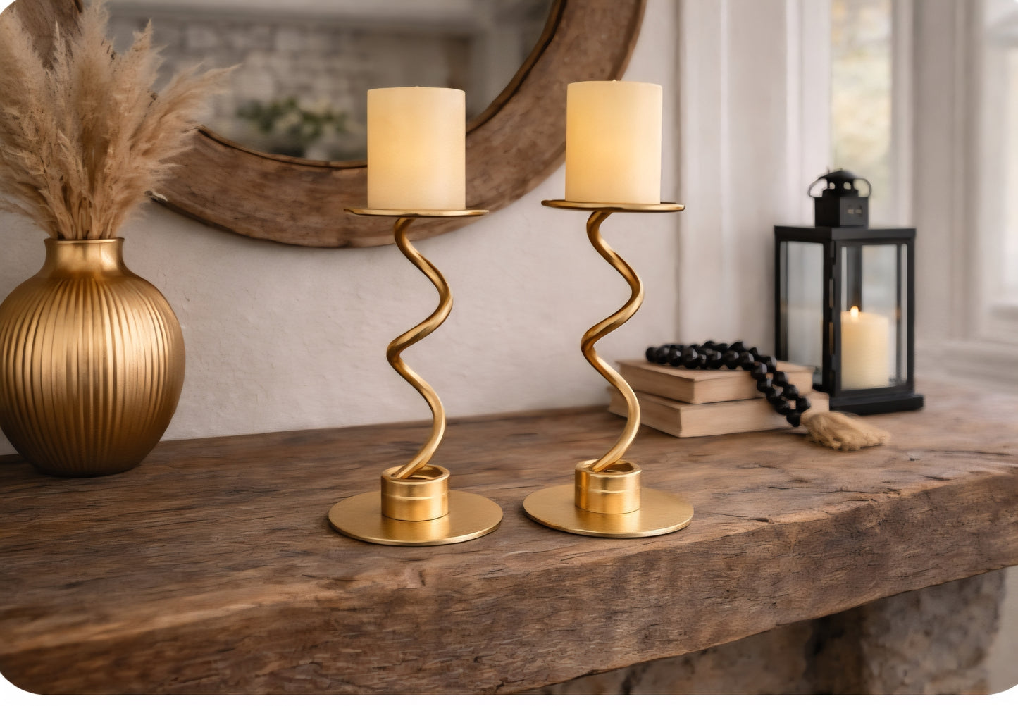 Hand Forged Steel Wavy Candle Holders