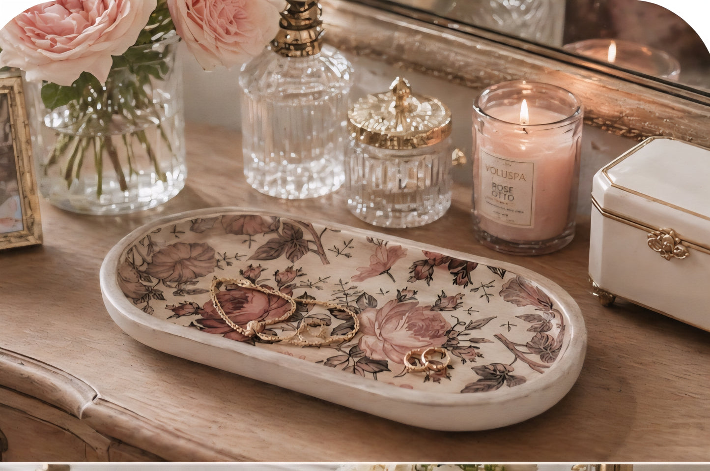 Vintage Blush Trinket Tray