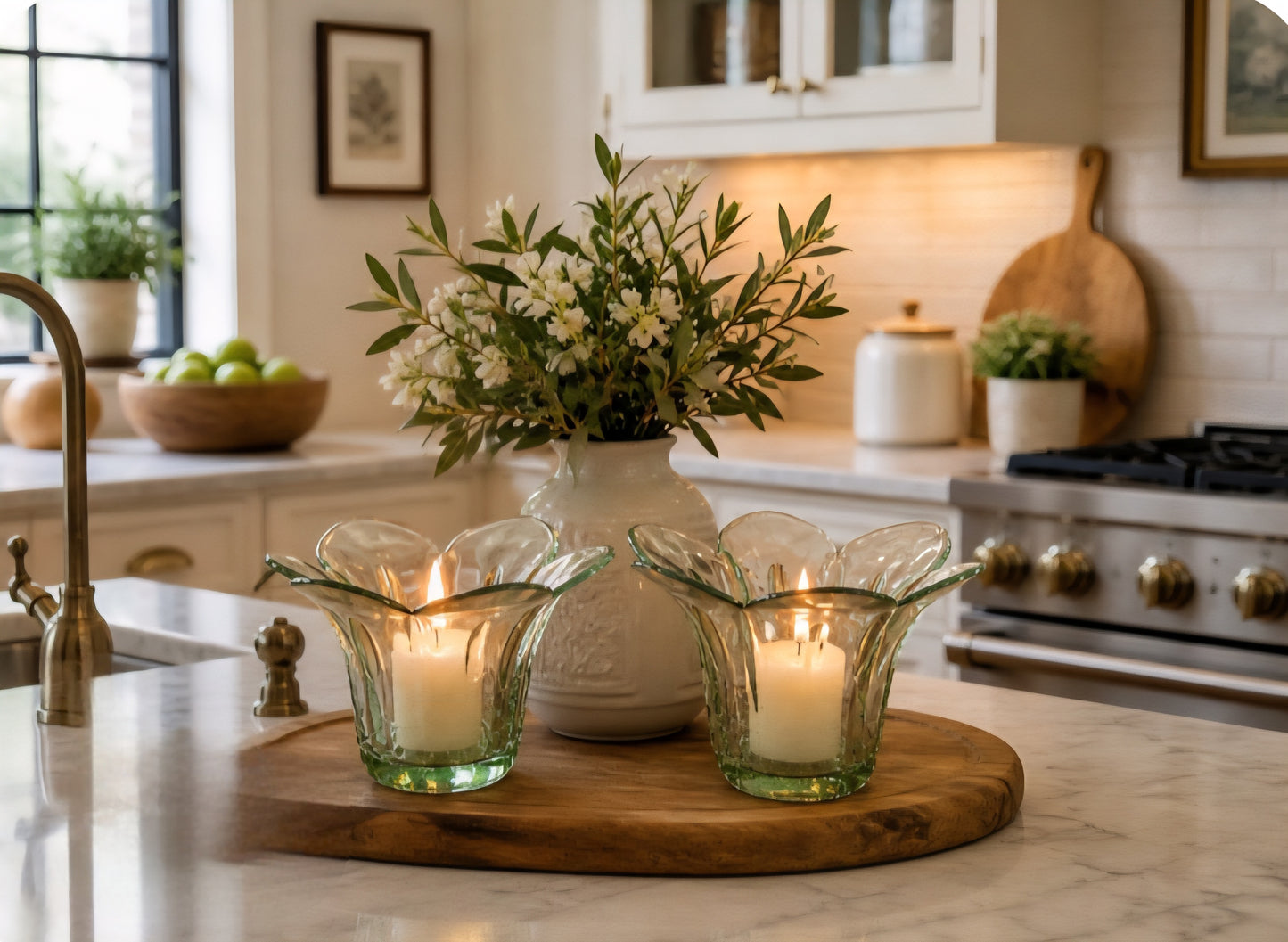 Vintage Bloom Glass Candle Holders