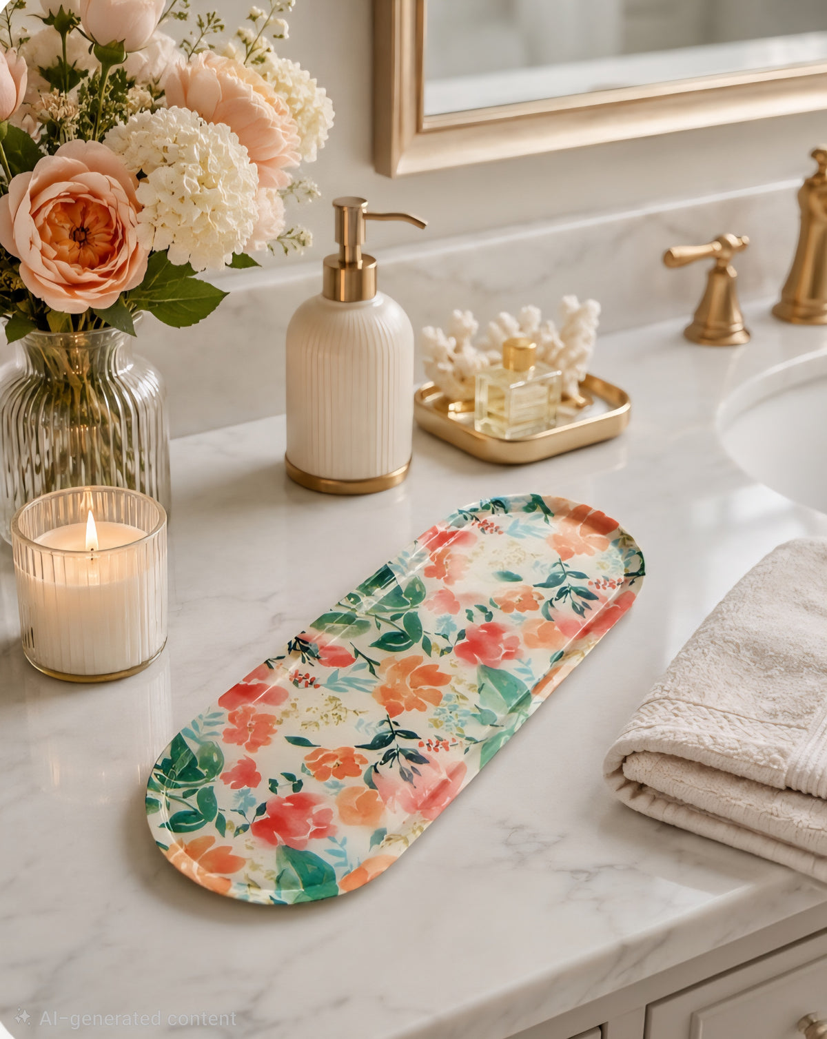 Floral Decorative Tray