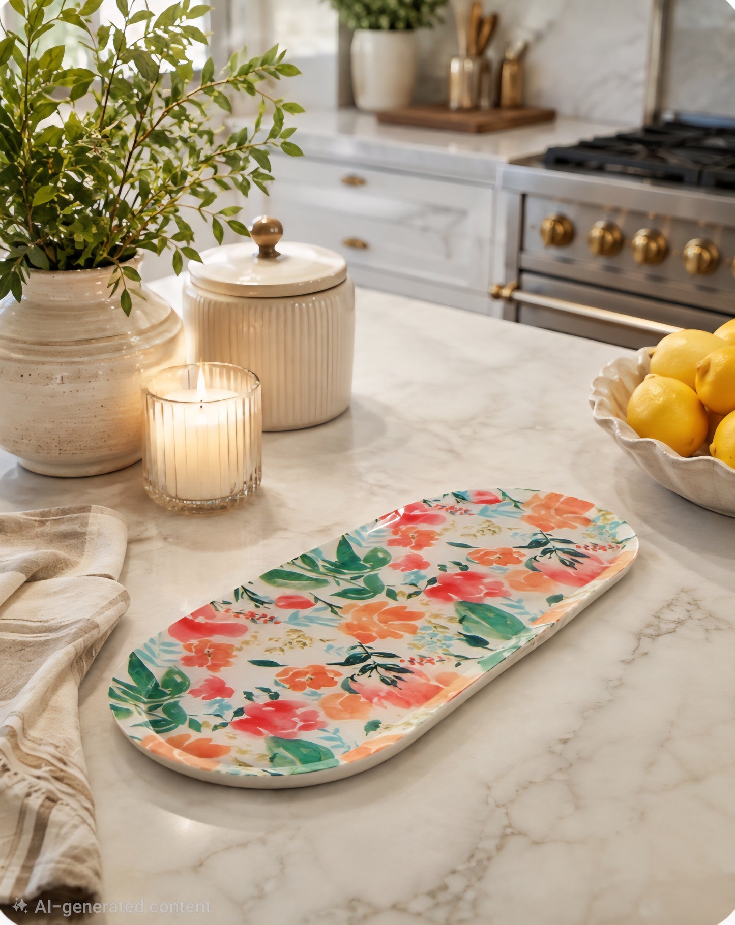 Floral Decorative Tray