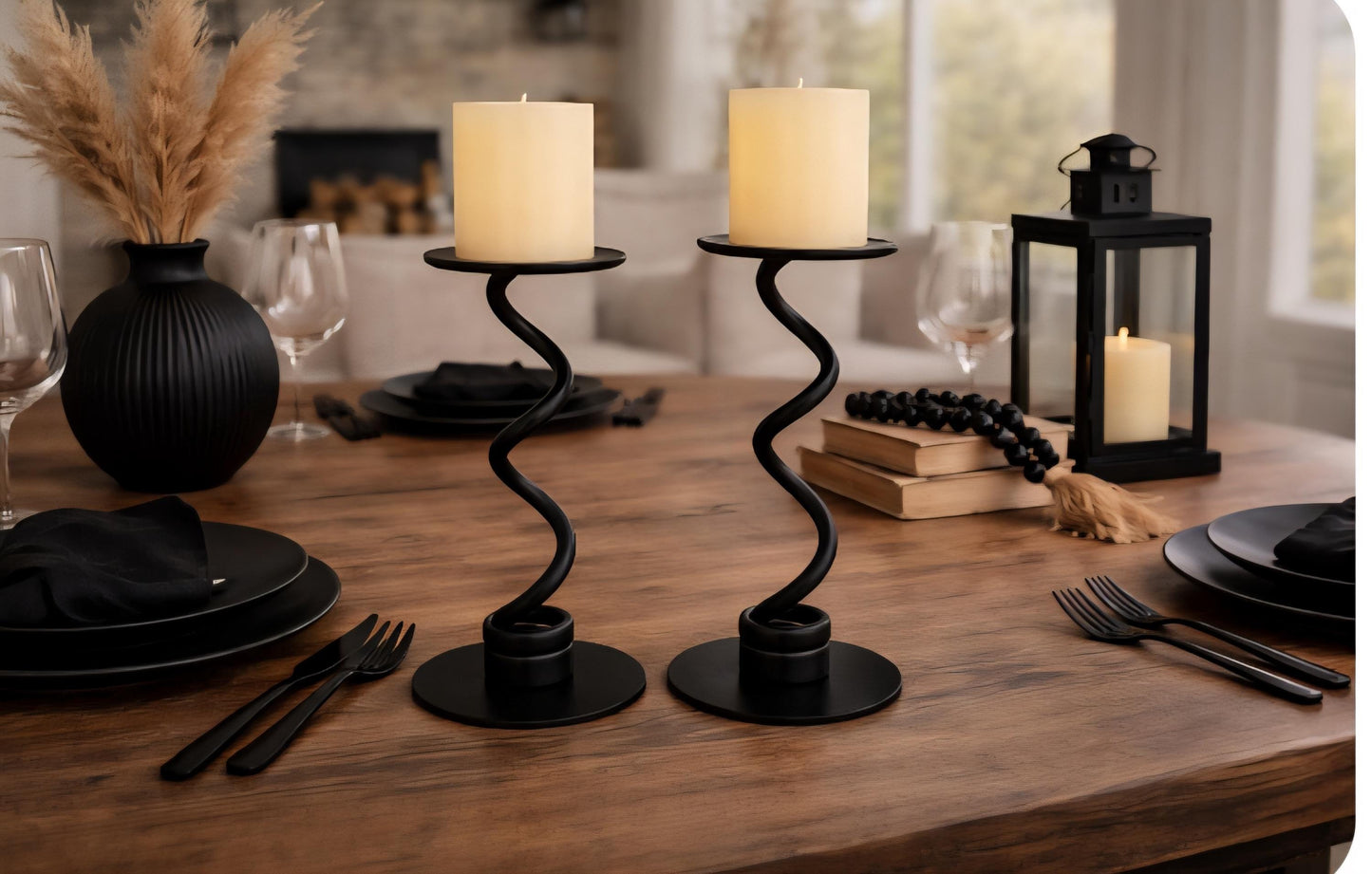 Hand Forged Steel Wavy Candle Holders