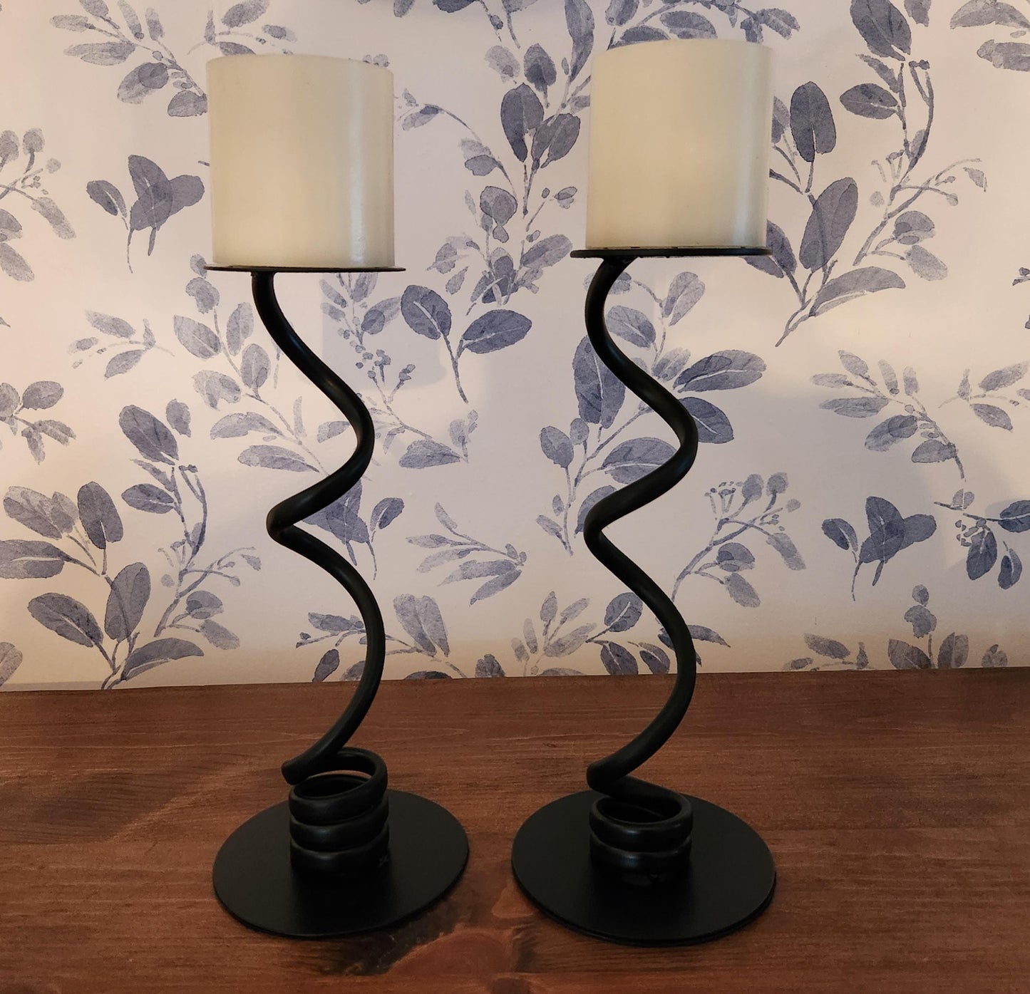 Hand Forged Steel Wavy Candle Holders